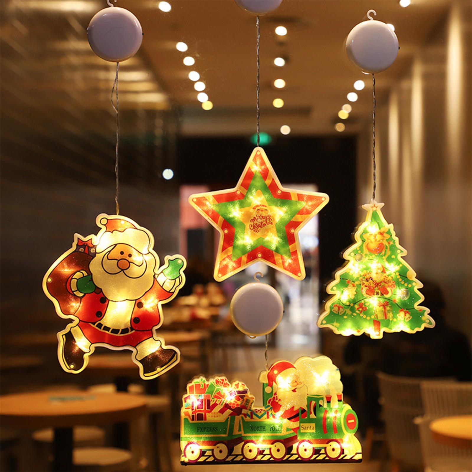 4Pcs Lighted Christmas Window Decorations Christmas Decoration with Suction Cup