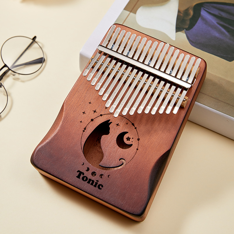 Trọn bộ 6 phụ kiện- Đàn kalimba gỗ hộp cộng hưởng Tonic 17 phím cao cấp loại 1 hình mèo cute MB17K- Hàng chính hãng