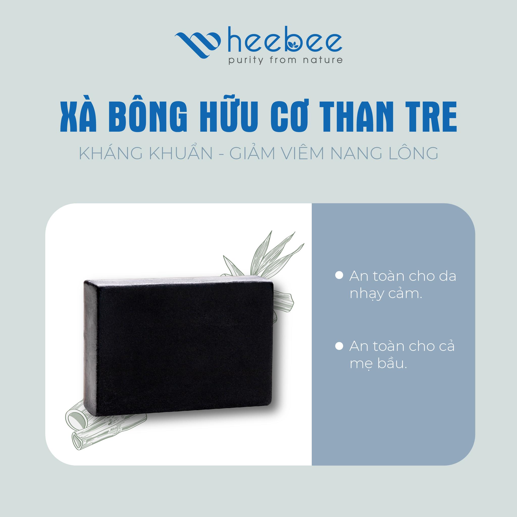 Xà Bông Tắm Than Tre Hoạt Tính Heebee Detox, Thải Độc Da  – Bamboo Charcoal Natural Soap Bar 100gr