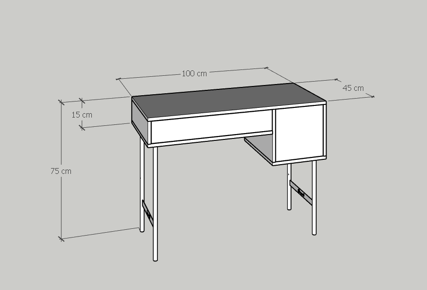[Happy Home Furniture] BECKY, Bàn làm việc 2 ngăn - chân sắt ,  100cm x 45cm x 75cm ( DxRxC), BAN_006