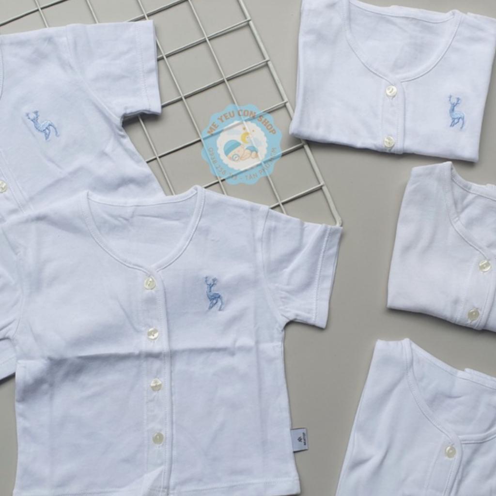 ÁO SƠ SINH COTTON TRẮNG THÊU HÌNH TAY NGẮN/ TAY DÀI CHO BÉ - MIATOP