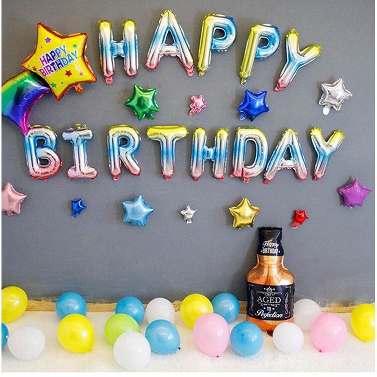 Bong bóng chữ HAPPY BIRTHDAY loang màu