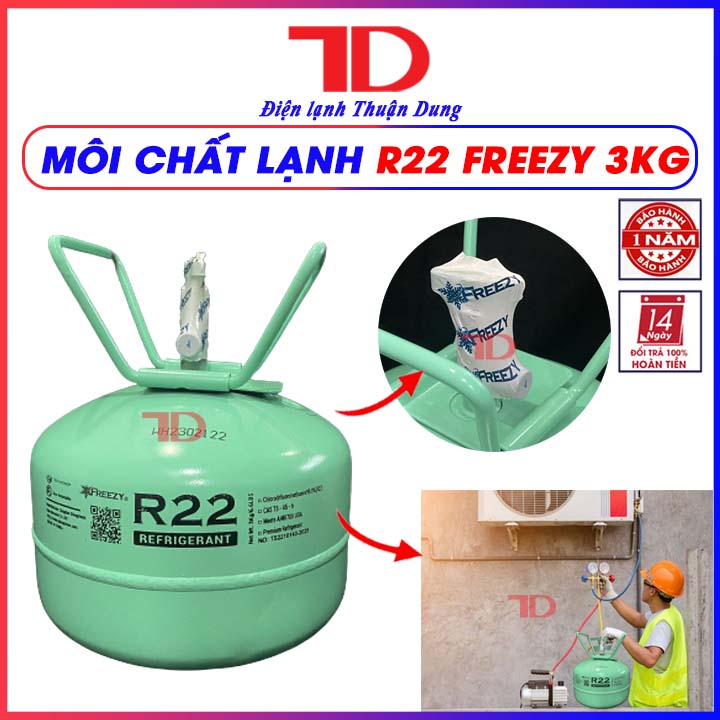 Môi chất lạnh R22 FREEZY 3Kg Hàng Chính hãng - Điện Lạnh Thuận Dung