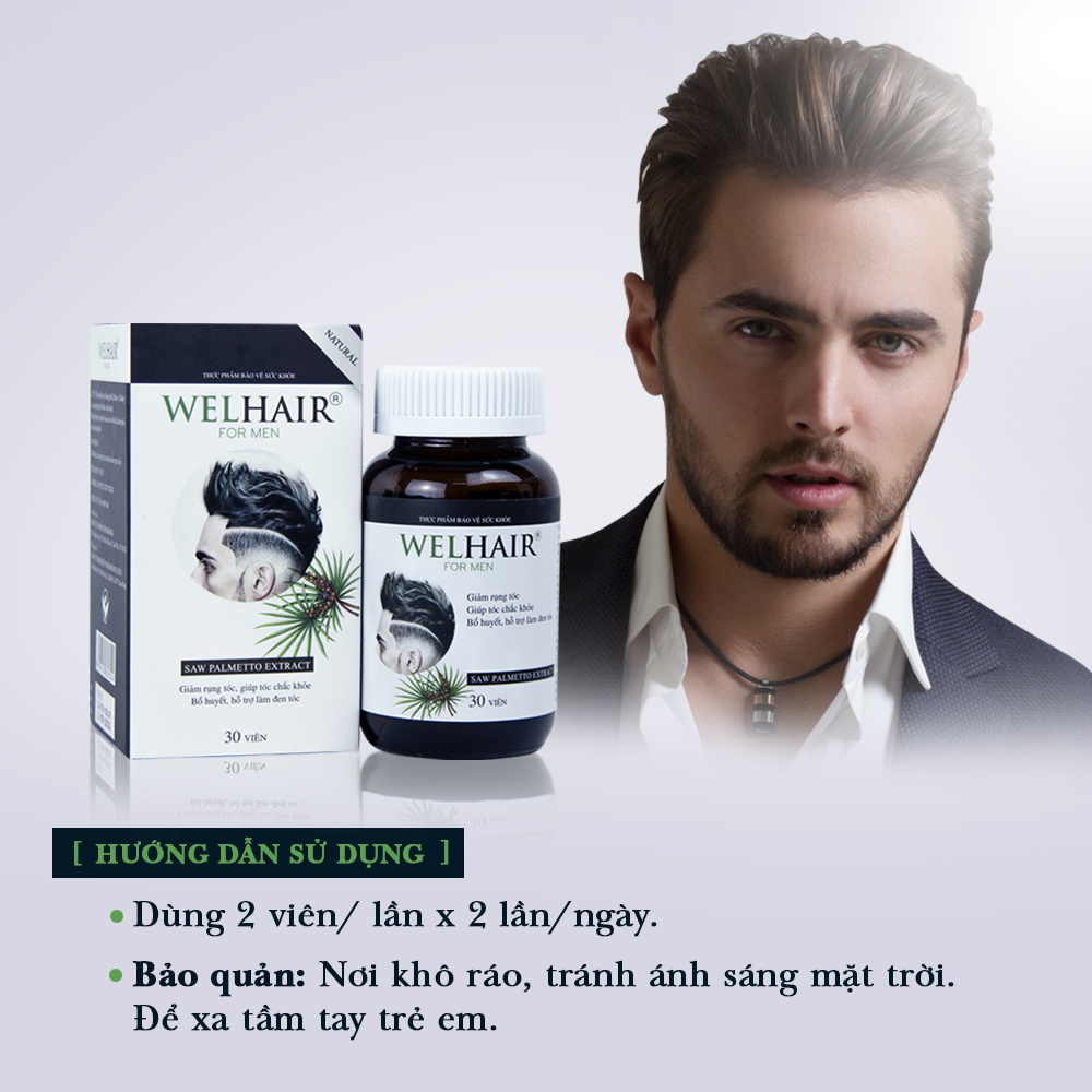 Viên Uống Giảm Rụng Tóc Kích Thích Mọc Tóc Cho Nam Welhair For Men Hủ 30 viên