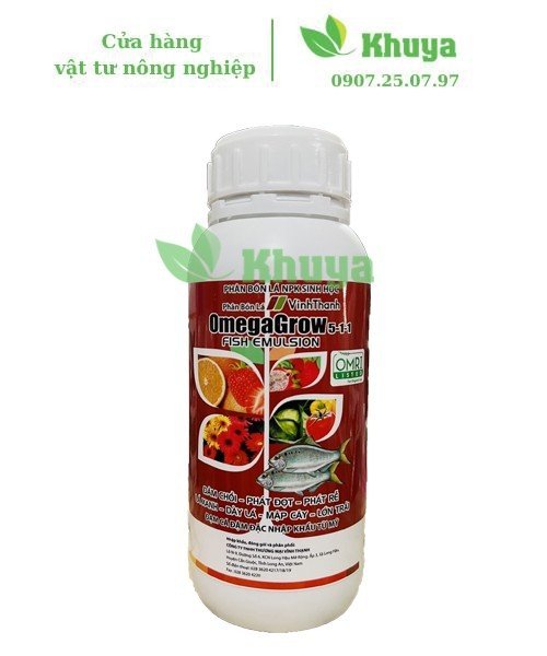 Phân bón lá NPK Sinh Học OmegaGrow 5-1-1 loại 1 lít Fish Emulsion