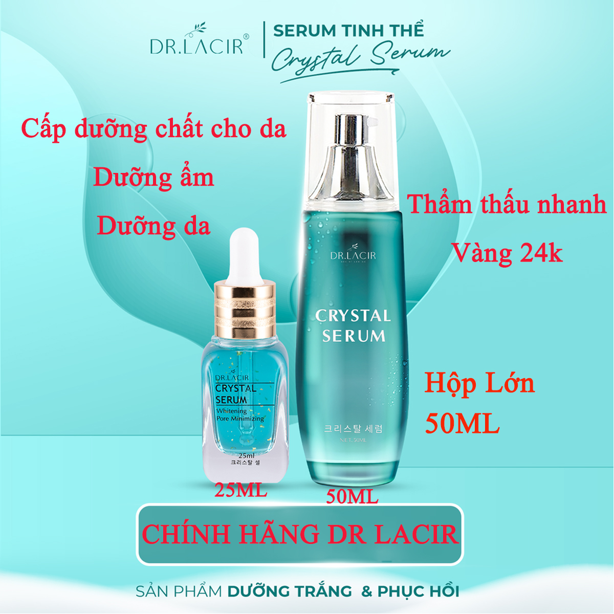 Serum Dr Lacir - Serum Tinh Thể Vàng Dr lacir Crystal Serum Dưỡng ẩm, Cung cấp dưỡng chất cho da (Chính Hãng Dr Lacir)