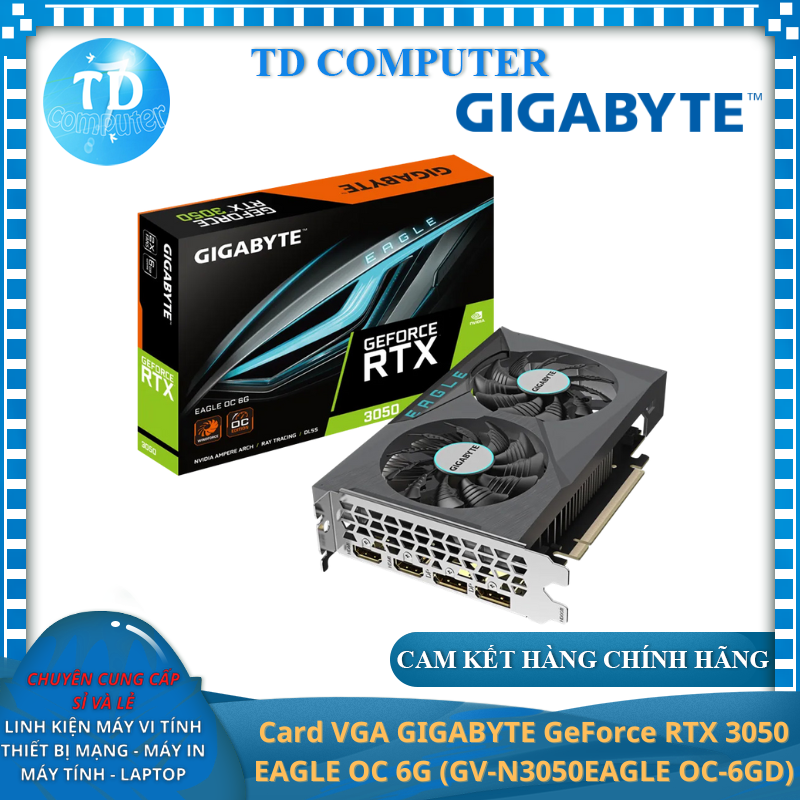 Card màn hình VGA GIGABYTE GeForce RTX 3050 EAGLE OC 6G (GV-N3050EAGLE OC-6GD) - Hàng chính hãng Viên Sơn phân phối