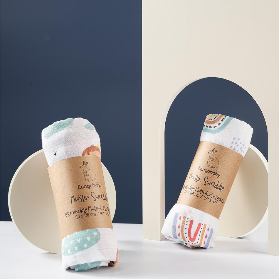 Kangobaby # Tre Cotton Thời Trang # Cầu Vồng Và Koala Nhiều Màu Sắc In Hình Cho Bé Quấn Swaddle Chăn
