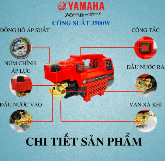 Máy rửa xe mini - Máy rửa xe cao áp YAMAHA 2800W HA889 - Có áp chống giật - Chống cháy (bảo hành 24 tháng