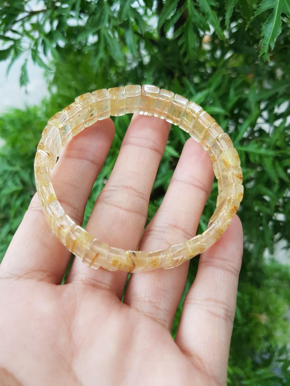 Vòng thạch anh tóc vàng bản vuông, đồng trục