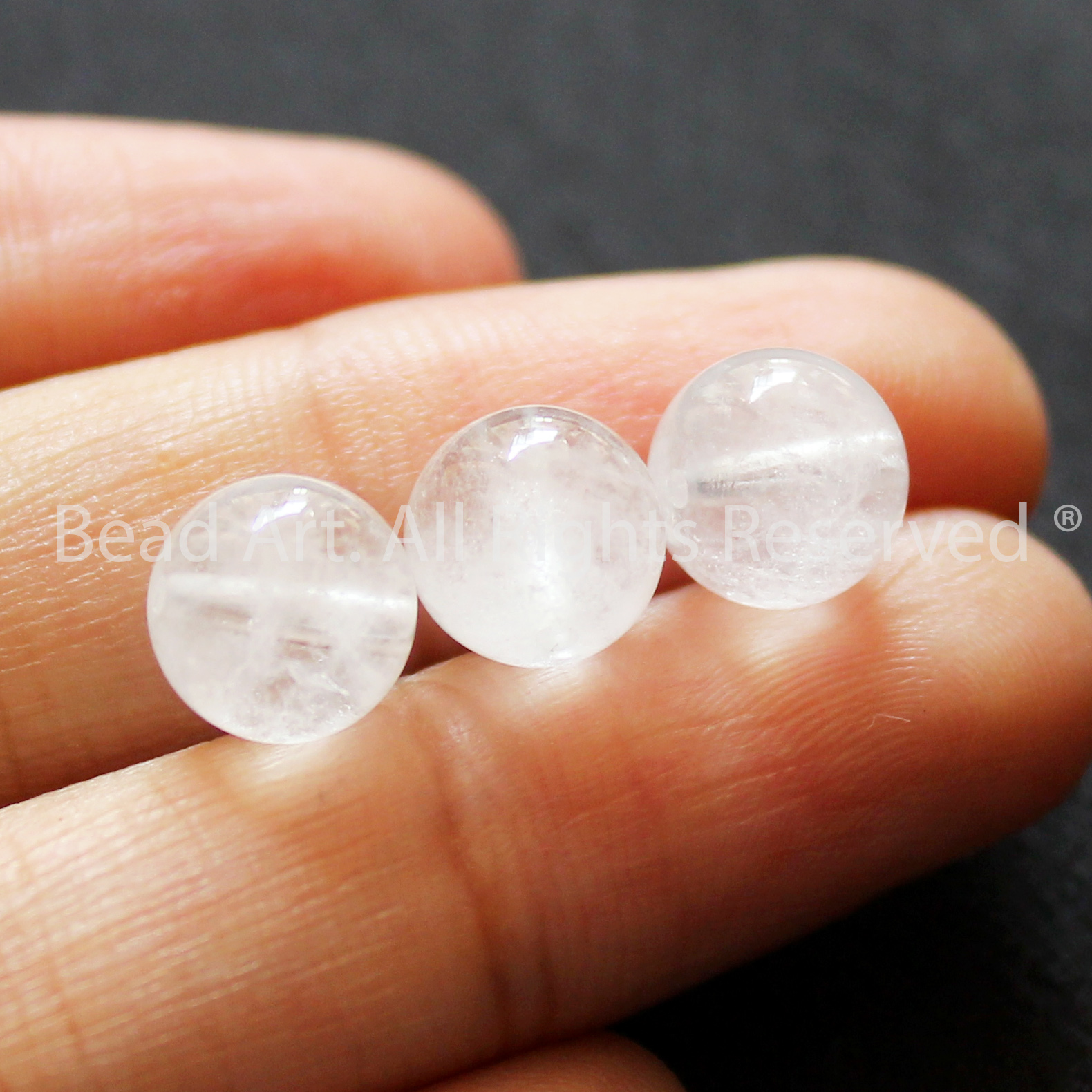 8MM Đá Thạch Anh Trắng Tự Nhiên Loại A, White Quartz, Phối Vòng Tay Phong Thuỷ, Chuỗi Hạt, Trang Sức, Mệnh Kim, Thuỷ - Bead Art