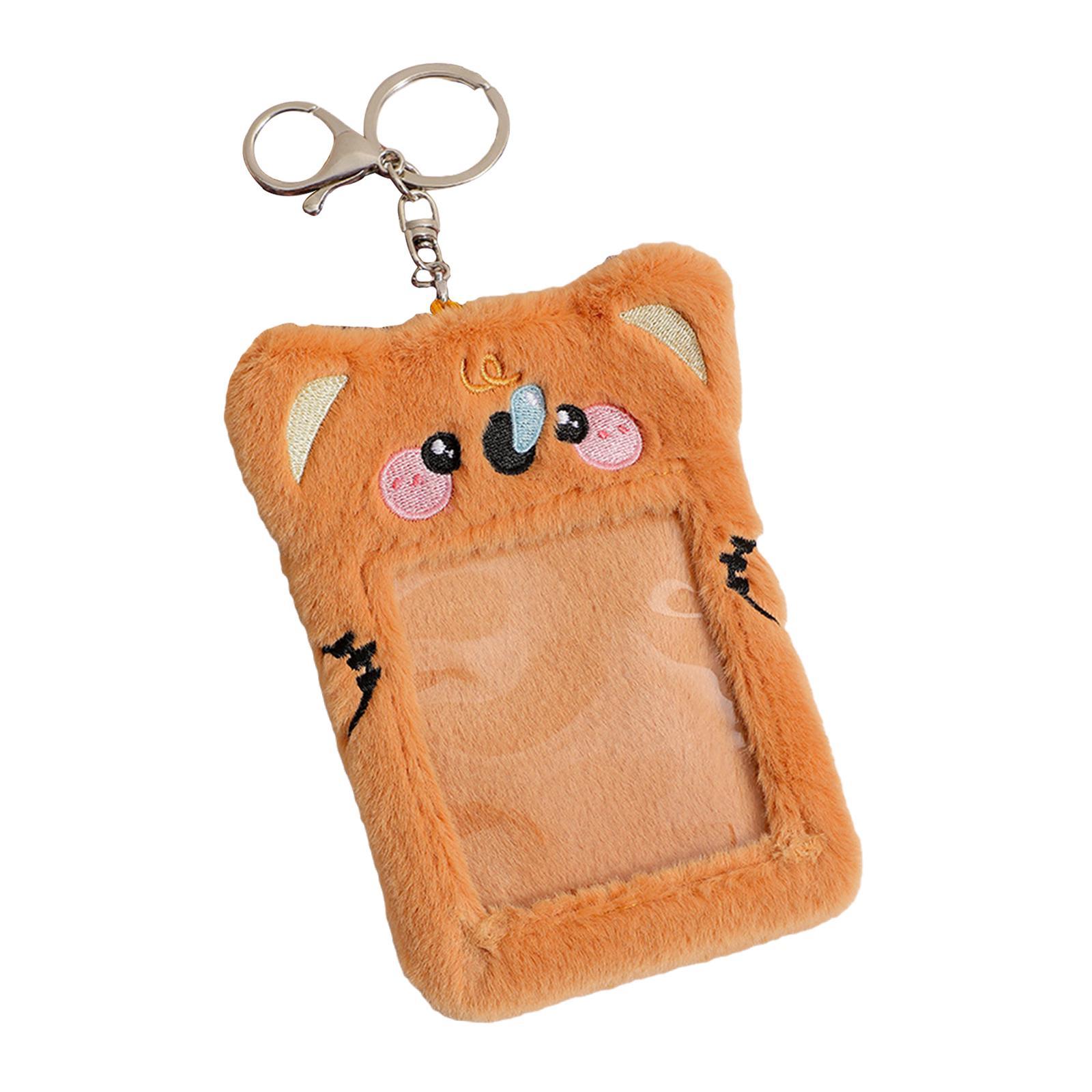 Cute Plush Photocard Holder Card Holder Keychain Protector Photo Sleeve Card Holder Case for Sports Cards Football Cards
