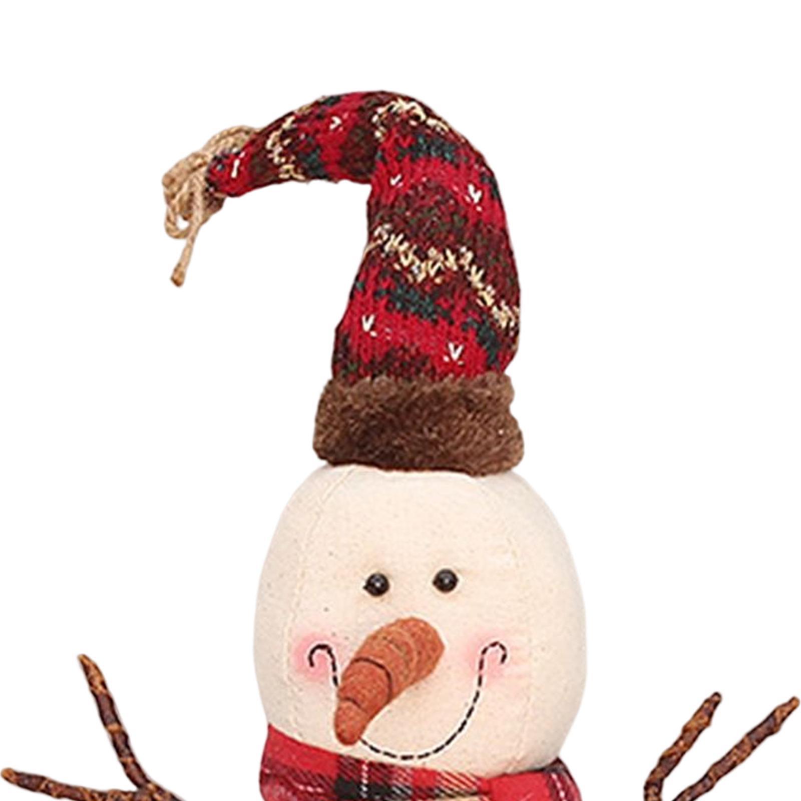 Christmas White Snowman Doll Figurines Plush for Fireplace Atmosphere Decor