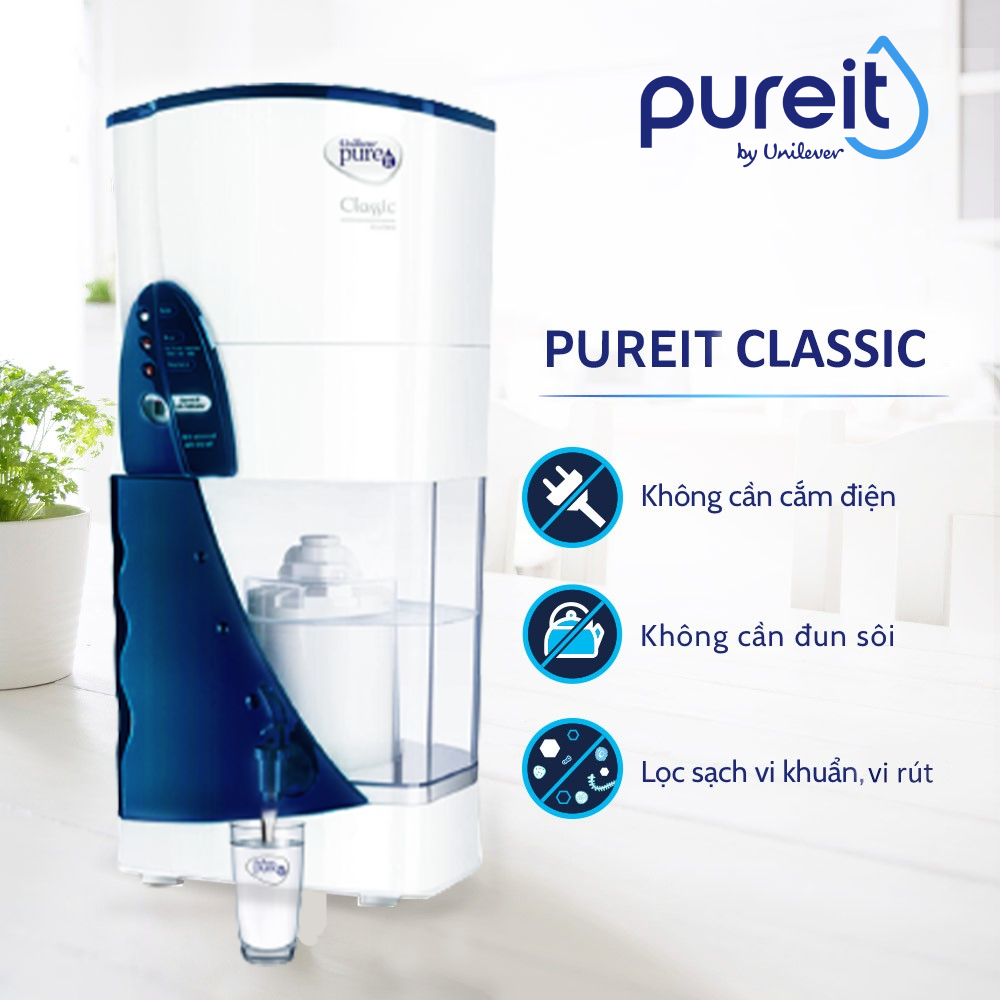 [TẶNG THÊM 6 THÁNG BẢO HÀNH - COMBO TIẾT KIỆM] Máy lọc nước Pureit Classic + Bộ lọc đầy đủ thay thế máy lọc nước 3000L và Màng lọc cặn - Hàng chính hãng