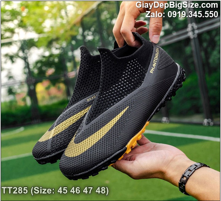 Giày đá bóng không cột dây sân nhân tạo cỡ lớn 45 46 47 48 cho nam cao to chân ú bè. Big size soccer shoes for wide feet