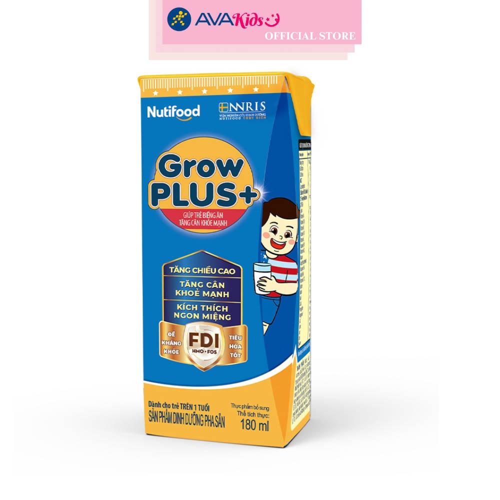 Lốc 4 hộp sữa pha sẵn Nutifood GrowPLUS+ xanh hương vani 180 ml cho trẻ biếng ăn (từ 1 tuổi)