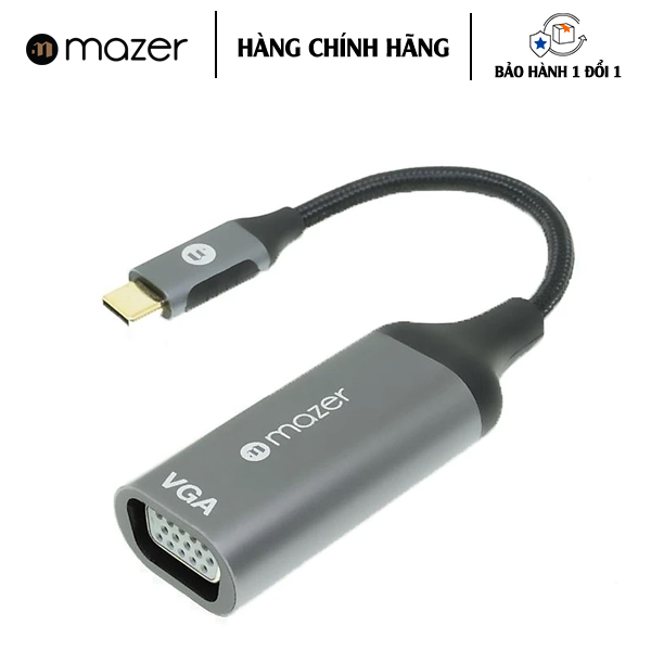 Bộ Chuyển Đổi Mazer ALU USB-C to VGA 1080P Adapter - Hàng Chính Hãng