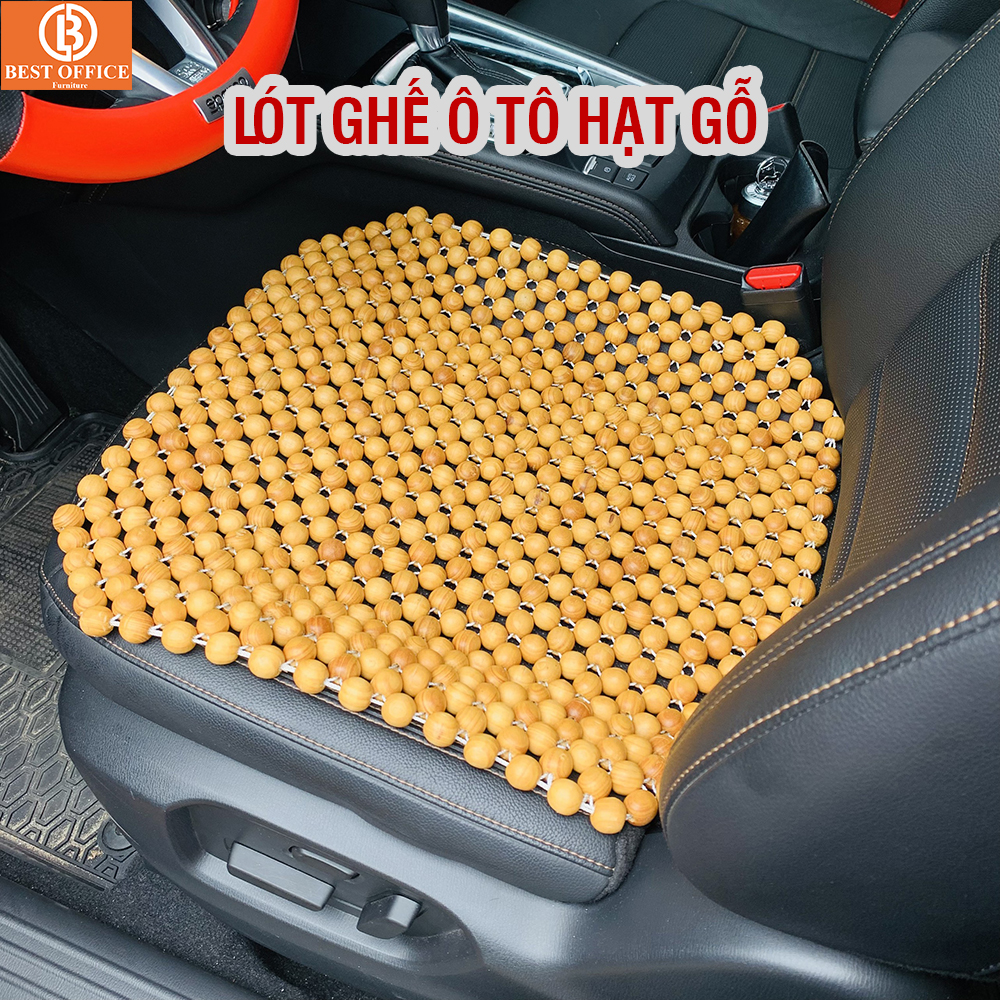 Đệm lót ghế ô tô hạt gỗ siêu thoáng mát, ngăn ra mồ hôi hiệu quả, TẶNG KÈM 1 vòng hạt đeo tay
