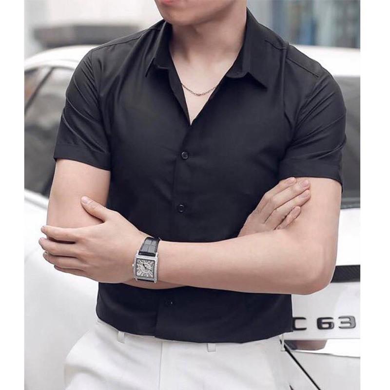 BÁN SỈ SƠ MI NAM NGẮN TAY CHẤT COTTON LỤA K NHĂN NHÀU CHẤT MÁT