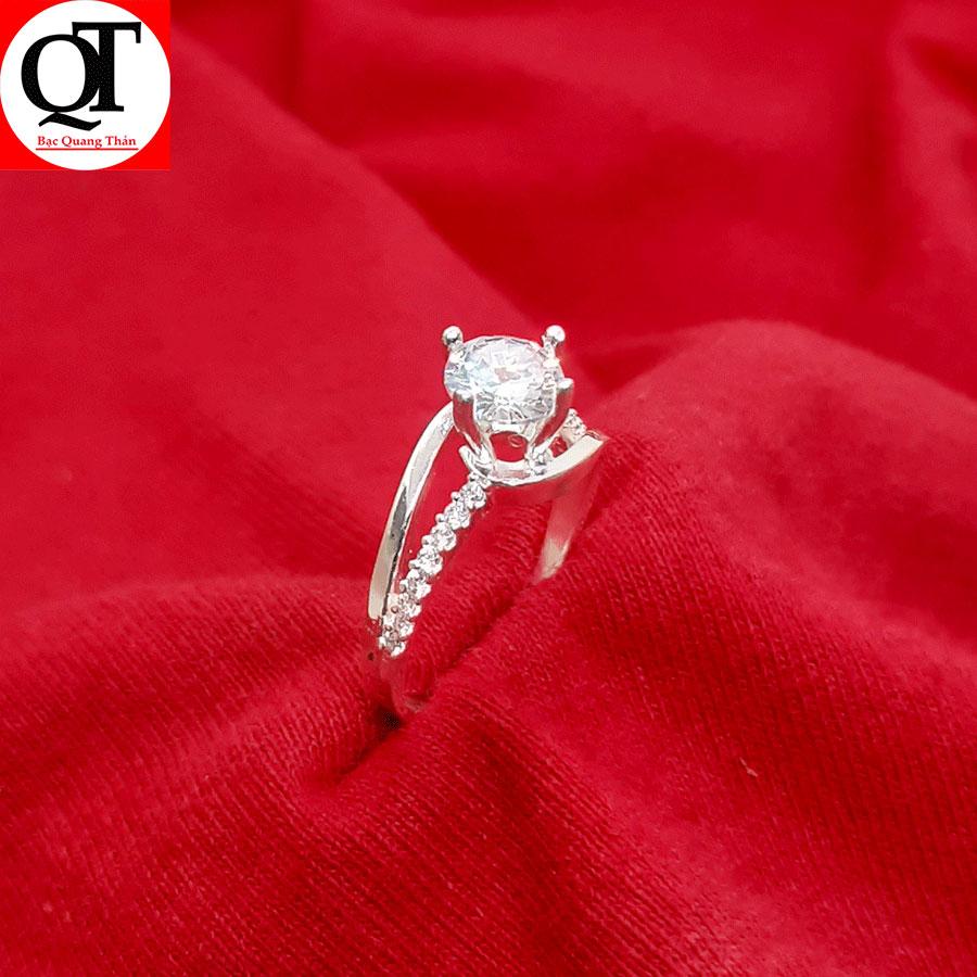 Nhẫn nữ Bạc Quang Thản, nhẫn nữ ổ cao gắn đá nhân tạo size 5,5 ly chất liệu bạc ta không xi mạ phong cách thời trang, phù hợp với mọi lứa tuổi