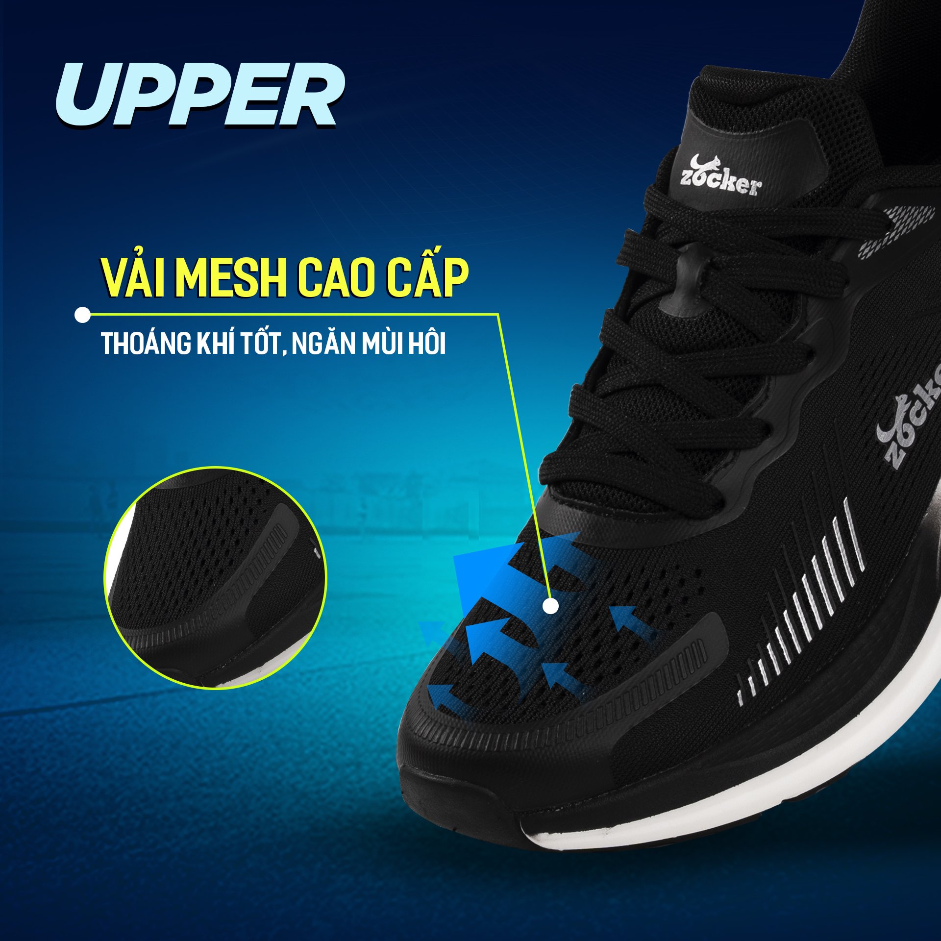 Giày Chạy Bộ Zocker Ultra Light Black - Công Nghệ Light Foam Premium Siêu Nhẹ - Siêu Êm - Siêu Nảy - Tặng kèm vệ sinh giày