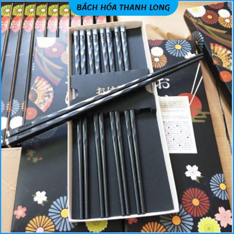 Set 5 đôi Đũa ăn Shikisai Nhật Bản hoa Đào, nhựa kháng khuẩn sợi thuỷ tinh chịu nhiệt tới 260 độ C