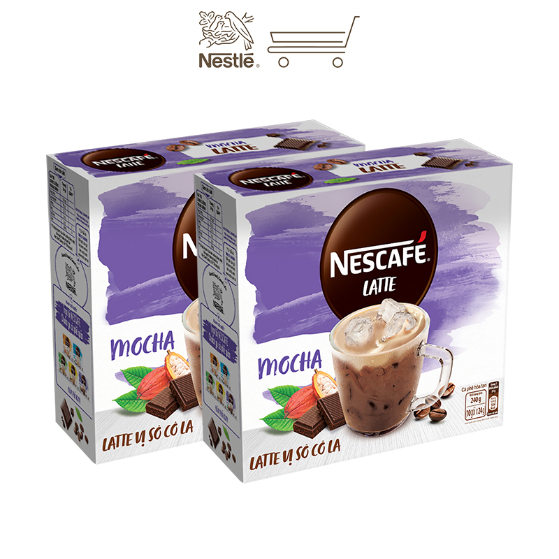 Combo 2 hộp cà phê hòa tan Nescafé Latte vị sô cô la (Hộp 10 gói x 24g)