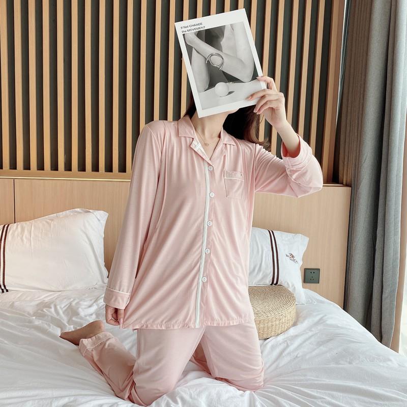 Bộ mặc nhà và sau sinh modal dáng Pyjamas xanh và hồng Snugg