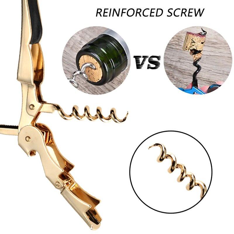 Gold Plated Corkscrew Double Hinge Waiters Wine Key Bottle Opener Party Bottle Opener AA