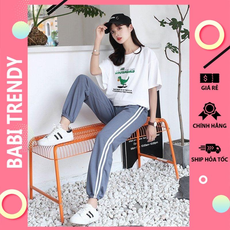 Quần jogger set áo quần jogger Line in chữ Dnosaur unisex nữ nam phong cách hàn quốc siêu đẹp – ST60 – babitrendy