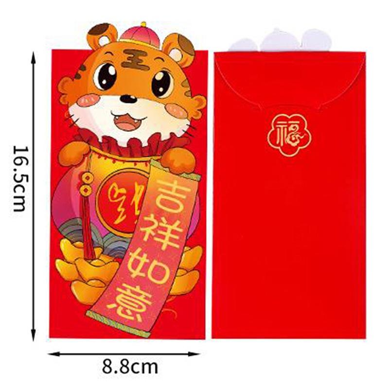 Set 6 bao lì xì năm mới màu đỏ may mắn 2022