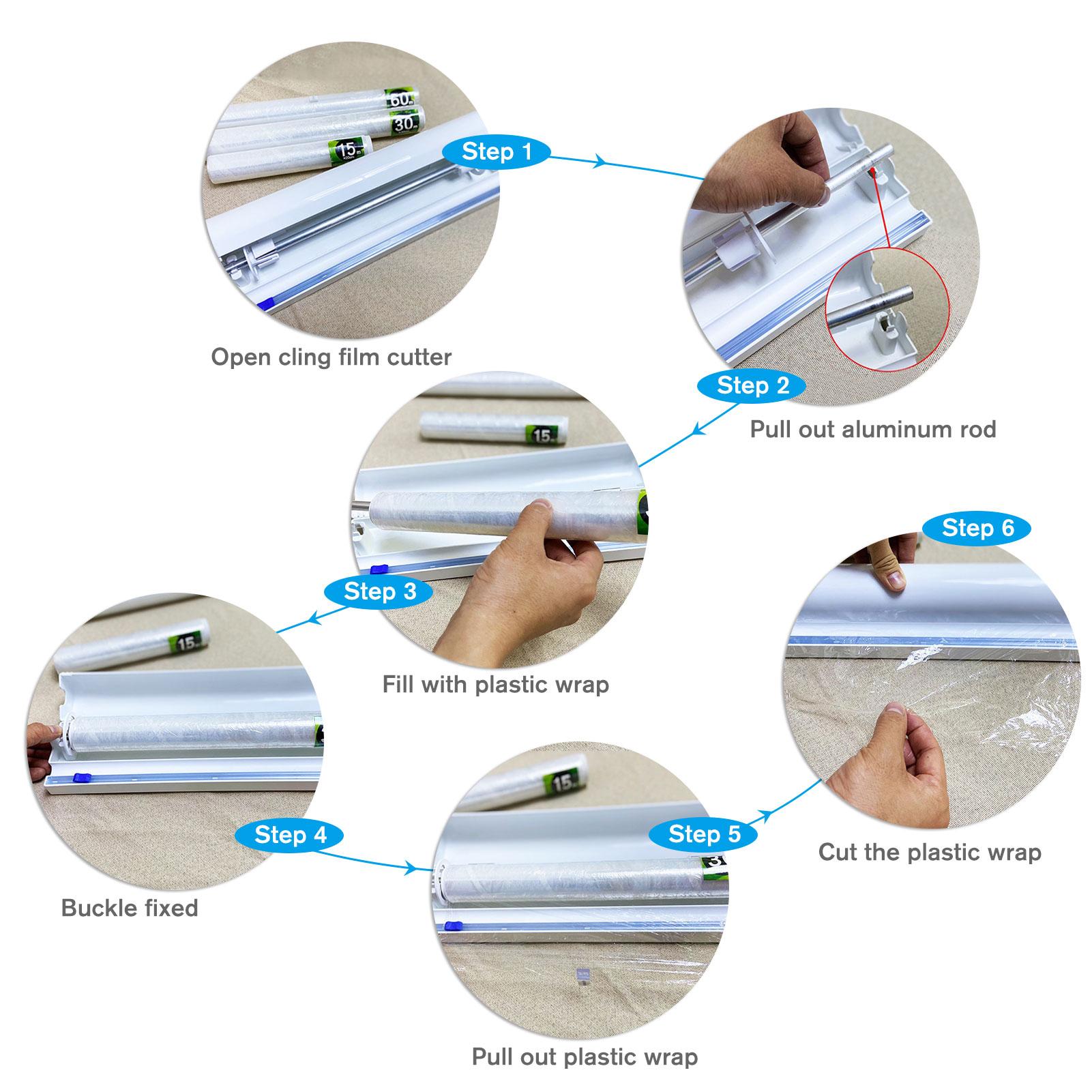 Máy cắt màng bọc thực phẩm với dao cắt trượt hai chiều có thể cắt nhanh chóng và gọn gàng