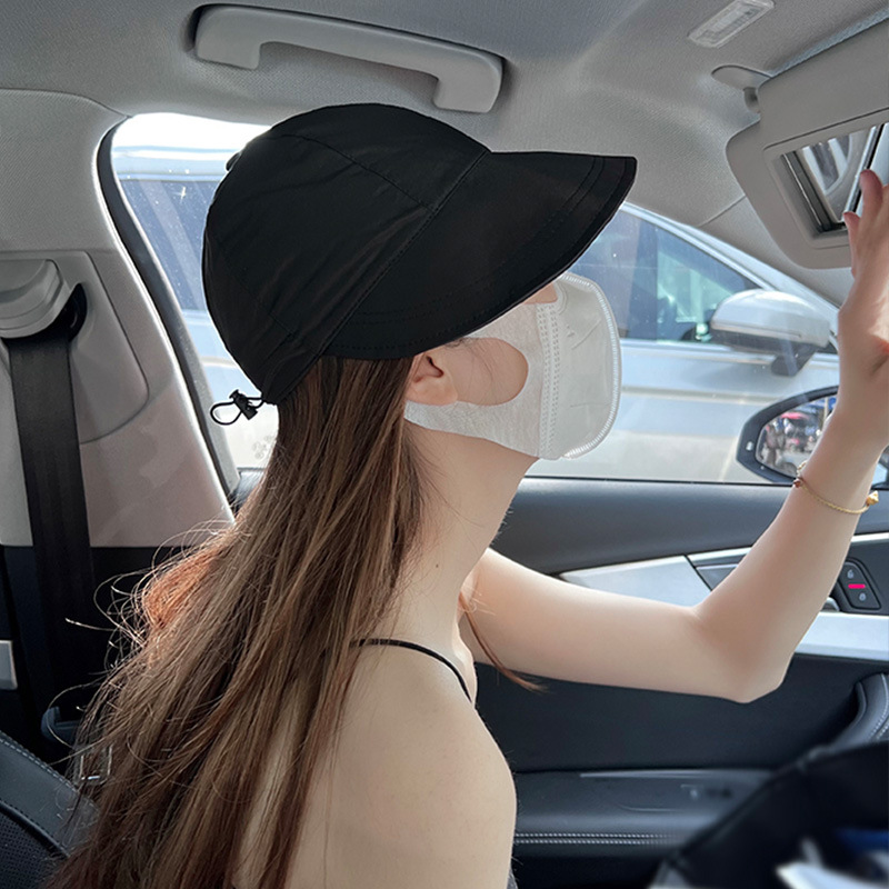 Mũ Chống Nắng Nửa Đầu Hàn Quốc Thời Trang Mũ Lưỡi Trai Chống Tia Uv, Nón Vành Rộng Có Móc Đeo Khẩu Trang