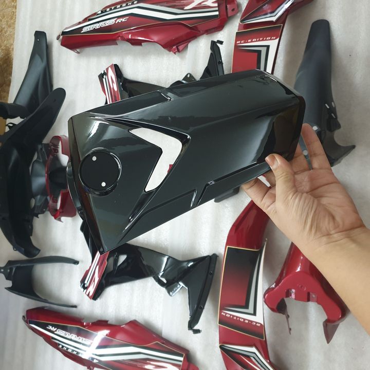 Bộ dàn áo Màu Đỏ Đun Đen- Loại Phanh Đĩa dành cho xe Sirius RC nhựa ABS cao cấp