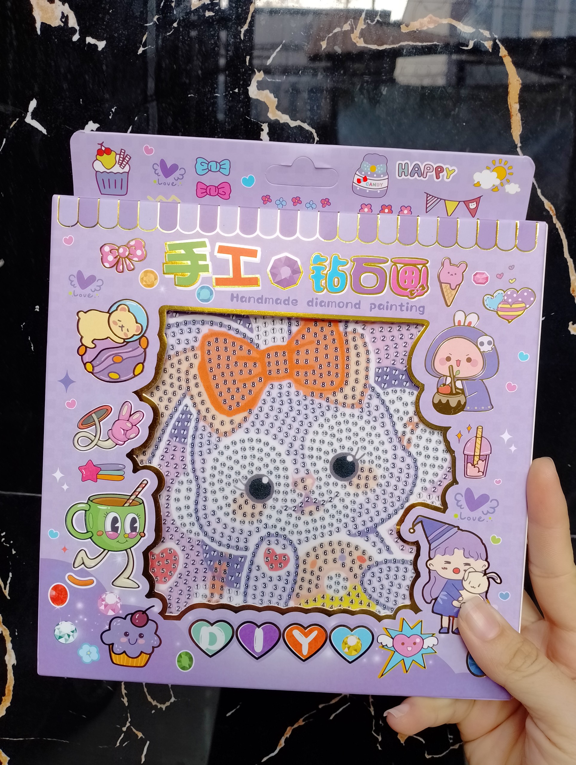 Tranh Đính Đá 5D DIY Hoạt Hình, Tranh Đính Đá Tự Làm, Đồ Chơi Tranh Đính Đá Cho Bé BB57-DinhDa-Khung