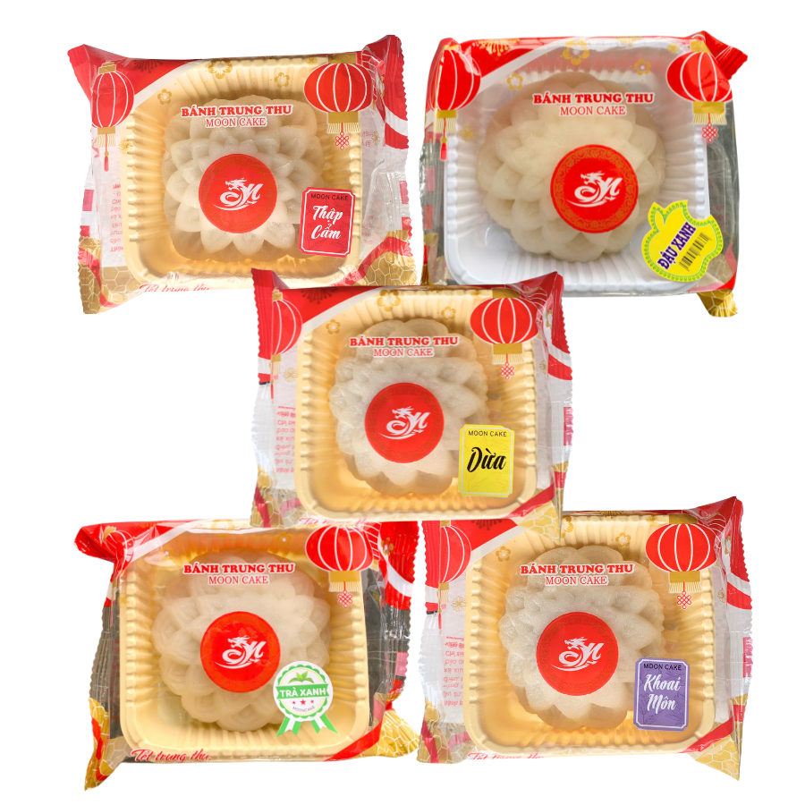 Hộp 4 bánh Trung Thu Tân Lộc Phát | Quà Tặng Trung Thu Đoàn Viên | Nhân Bánh Nhiều Vị (Thập Cẩm, Đậu Xanh, Khoai Môn, Dừa, Trà Xanh)