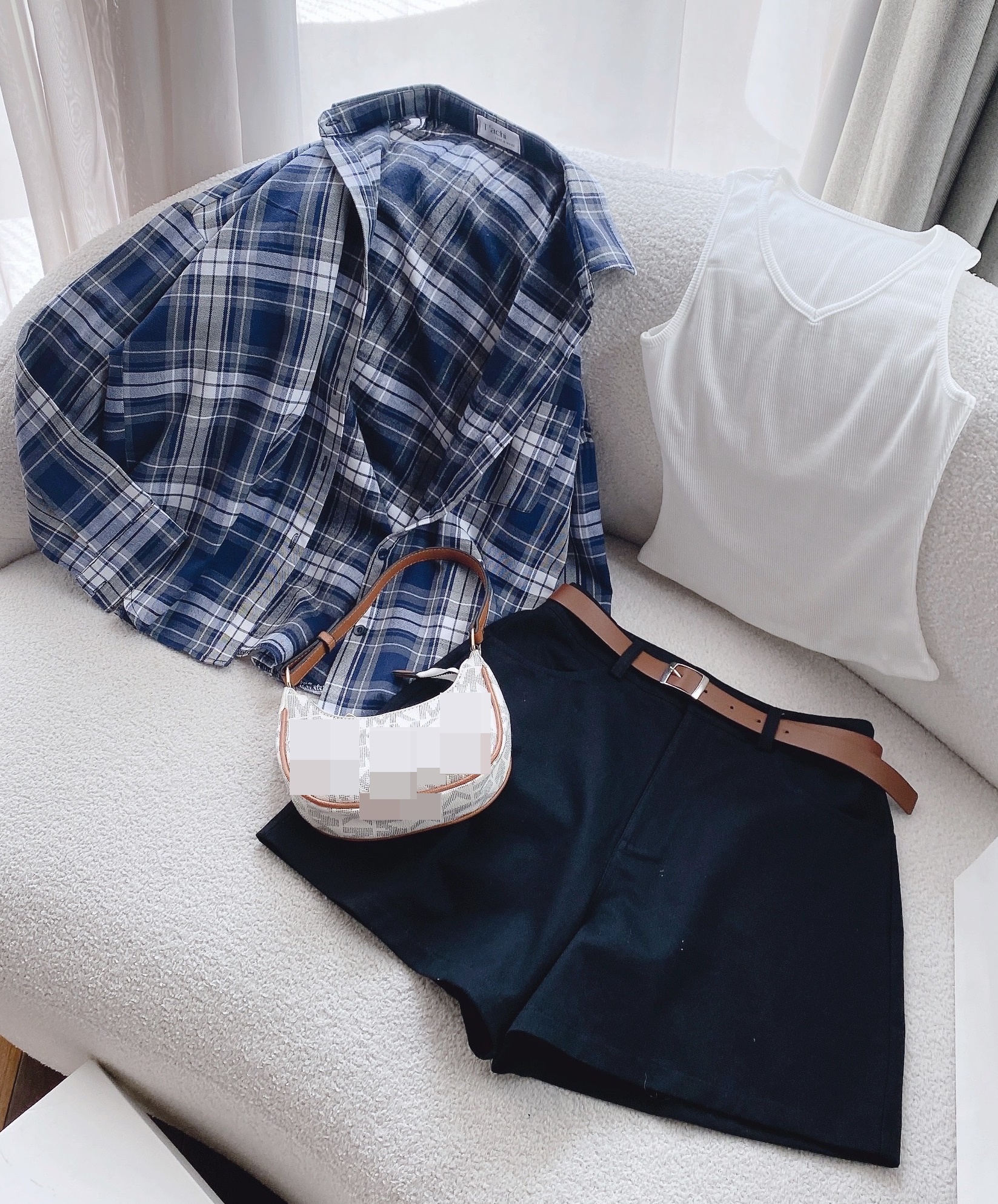 SET ÁO SƠ MI NỮ CARO RỘNG + QUẦN NGẮN SHORTS LƯNG CAO ỐNG RỘNG + ÁO THUN DÂY TRƠN ĐI BIỂN DẠO PHỐ ĐI HỌC ĐI CHƠI CÔNG SỞ