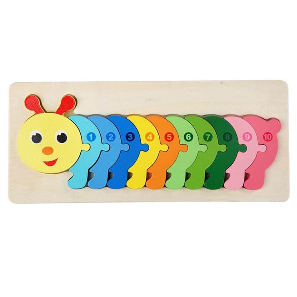 Wooden Number Puzzle Sorting Board Blocks Matching
