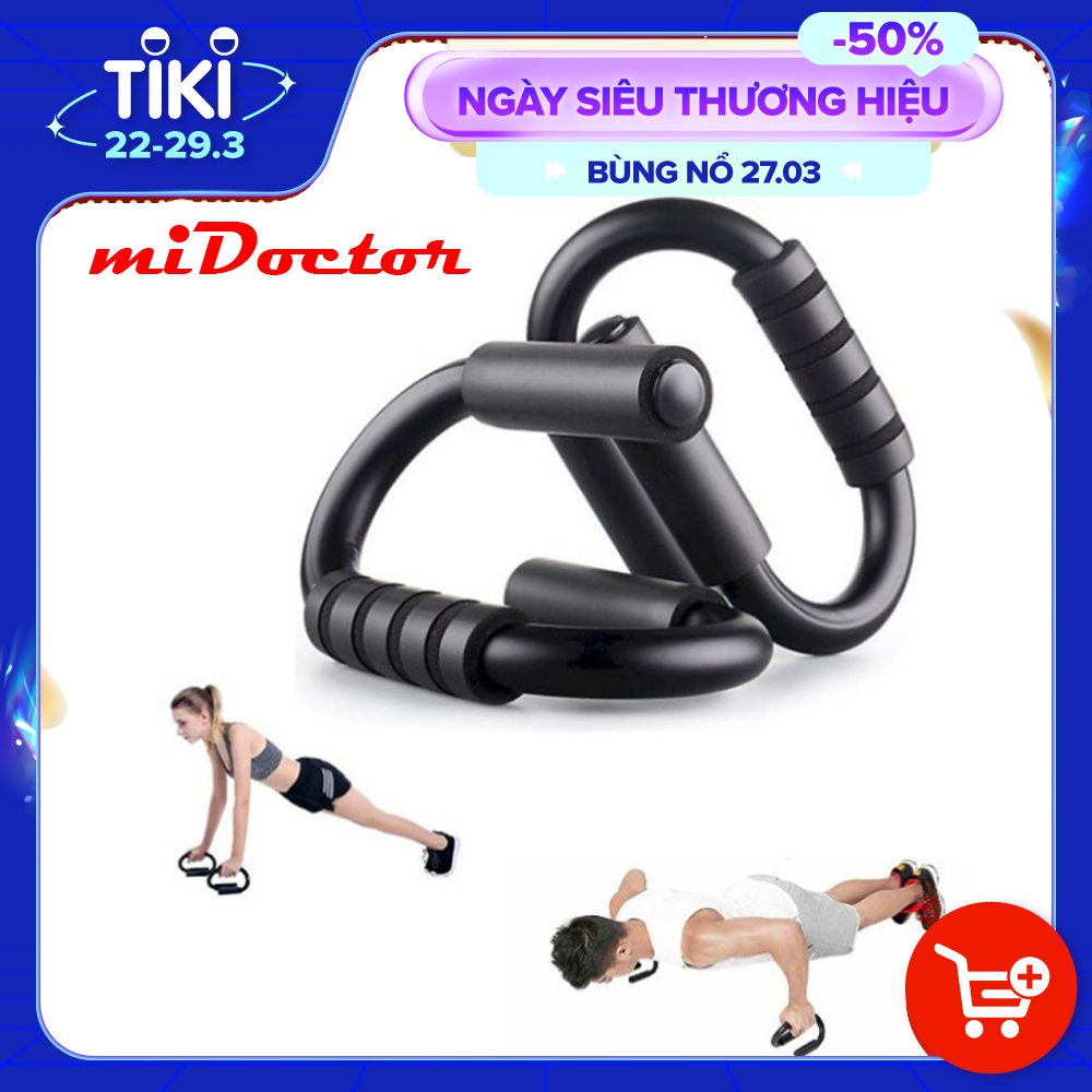 Dụng Cụ Tập Hít Đất Cầm Tay Thép Cứng Cao Cấp – Đen - mi02 - Dụng Cụ Chống Đẩy miDoctor (Đường Kính Khung 18MM)