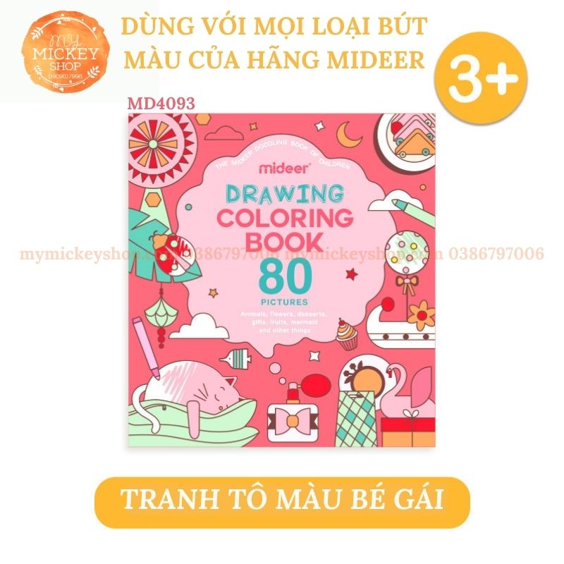 Tranh tô màu 2 chủ đề chính hãng Mideer Drawing Color cho bé học vẽ từ 3 4 5 tuổi