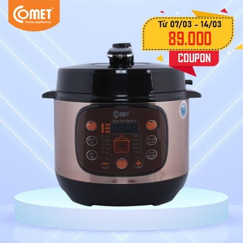 Nồi Áp Suất Điện Nắp Gài Comet CM6155 (6 Lít) (Giao màu ngẫu nhiên) - Hàng Chính Hãng