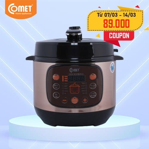 Nồi Áp Suất Điện Nắp Gài Comet CM6155 (6 Lít) (Giao màu ngẫu nhiên) - Hàng Chính Hãng