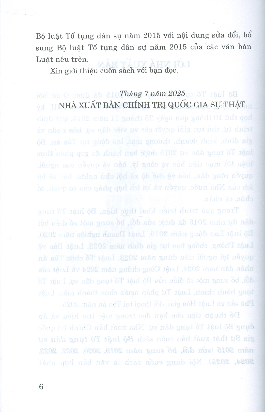 Bộ Luật Tố Tụng Dân Sự Năm 2015 (Sửa Đổi, Bổ Sung Năm 2019, 2020, 2022, 2023, 2024, 2025)