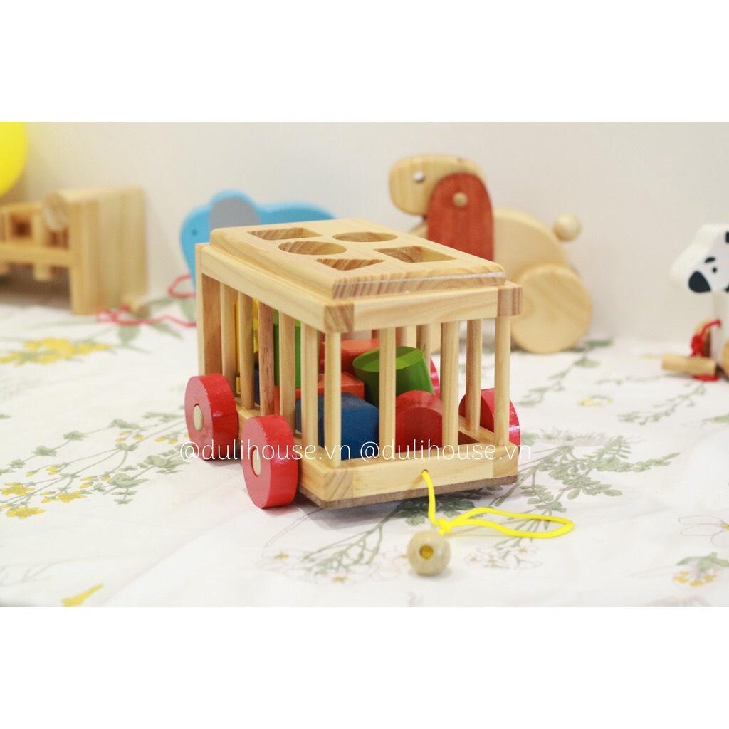 Xe cũi Gỗ thả hình khối-Hàng việt chất lượng cao cấp,Đồ chơi giáo dục cho Bé