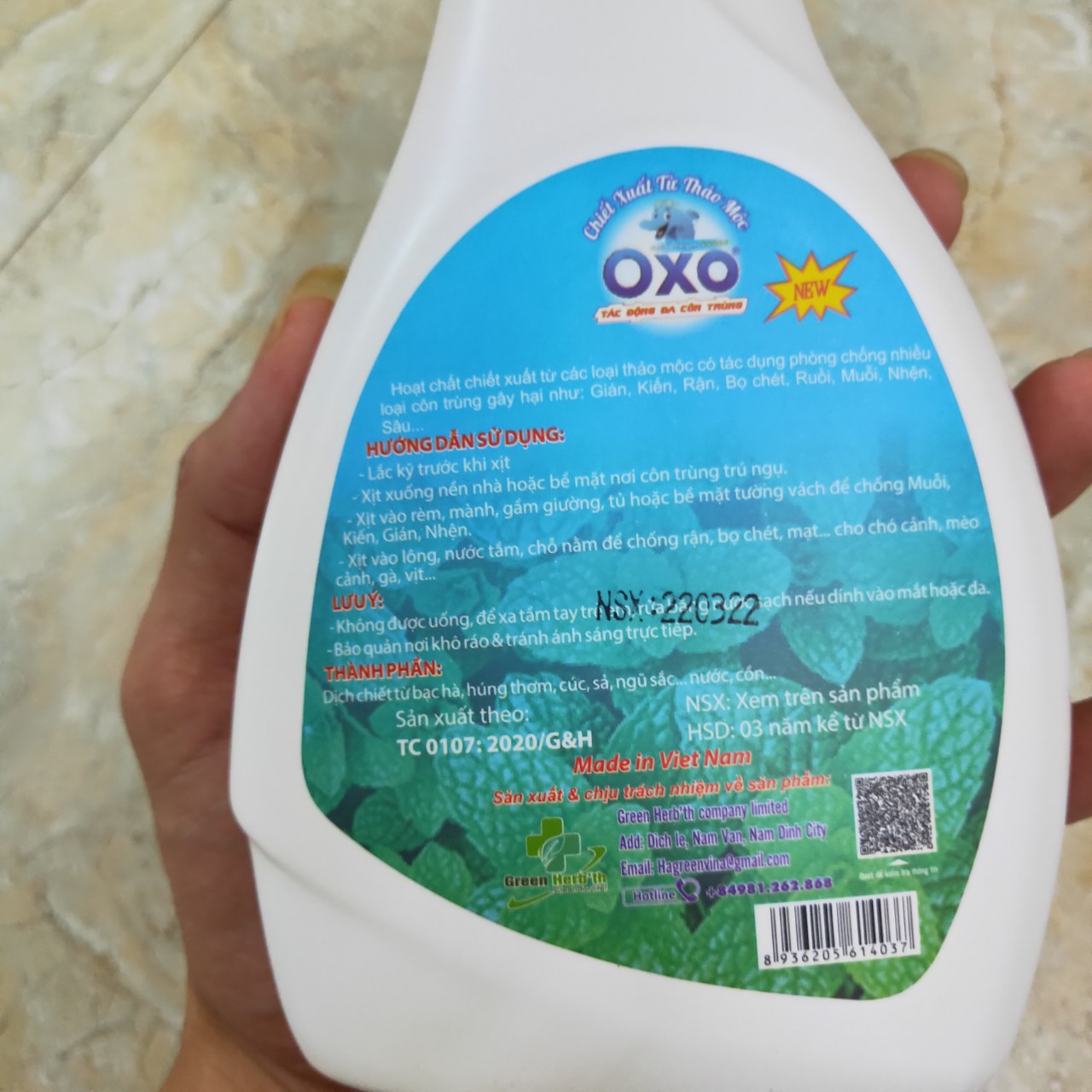 Chai Xịt OXO phòng chống côn trùng chiết xuất từ thảo mộc 550ml
