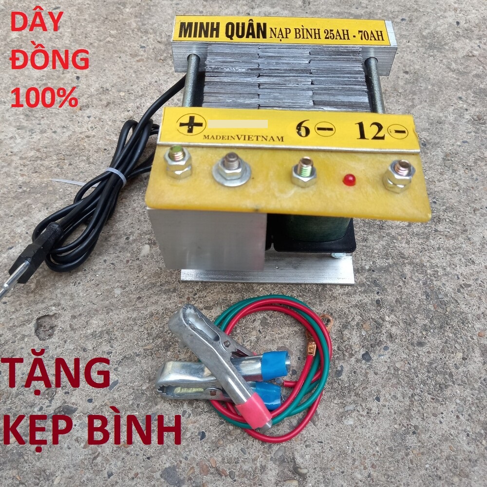 Sạc bình ắc quy 12V cơ dây đồng 100% - máy nạp ắc quy