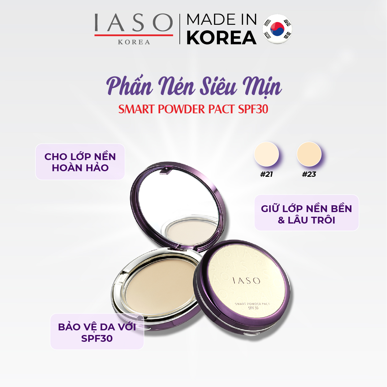 I69 Phấn nén IASO Smart Powder Pact Spf30 #21 14g