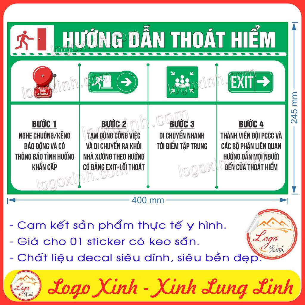 Logo Tem Sticker Bảng Hướng Dẫn Thoát Hiểm Trong Tình Huống Hỏa Hoạn Khẩn Cấp, Hiệu Lệnh PCCC- Tiêu Lệnh Chữa Cháy