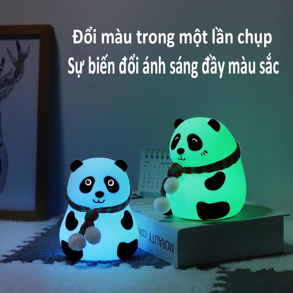 Đèn Ngủ Silicone Hình Gấu Trúc Nhiều Màu Sạc usb