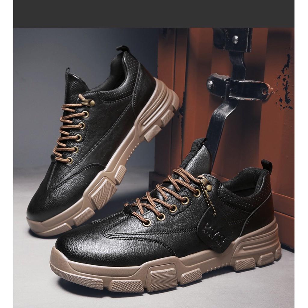 Giày Nam PVC - Giày thể thao nam Sneaker Tăng Chiều Cao Độn đế 3cm, Đính tem, Siêu Nhẹ, Cực Ngầu, 2021